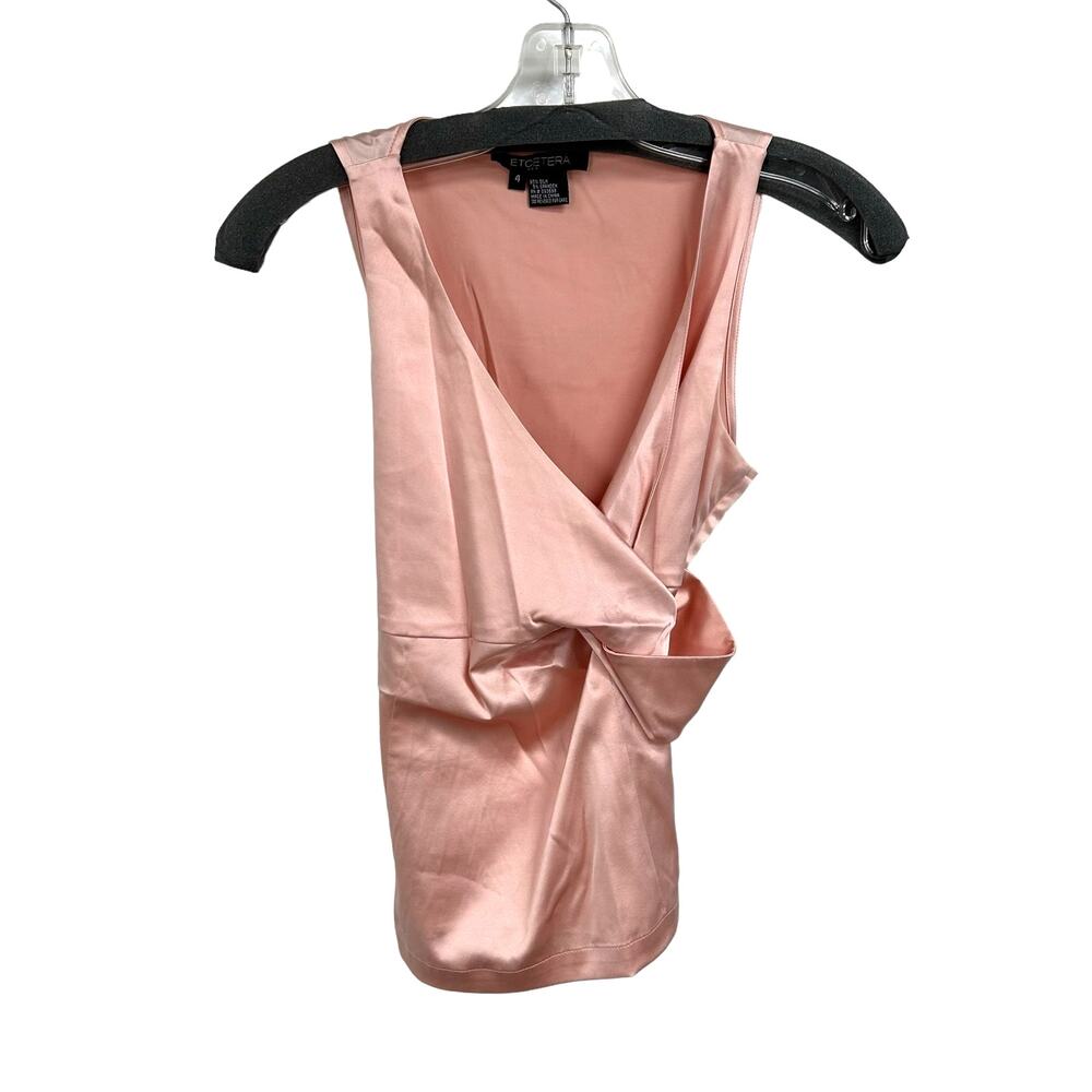 Etcetera Y2K Blush Pink Silk Blend Twist Front Sleeveless Top 4